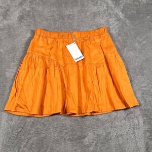 Splendid Women's Pleated Skirt Size S Orange‎ Short Elastic Waist NEW